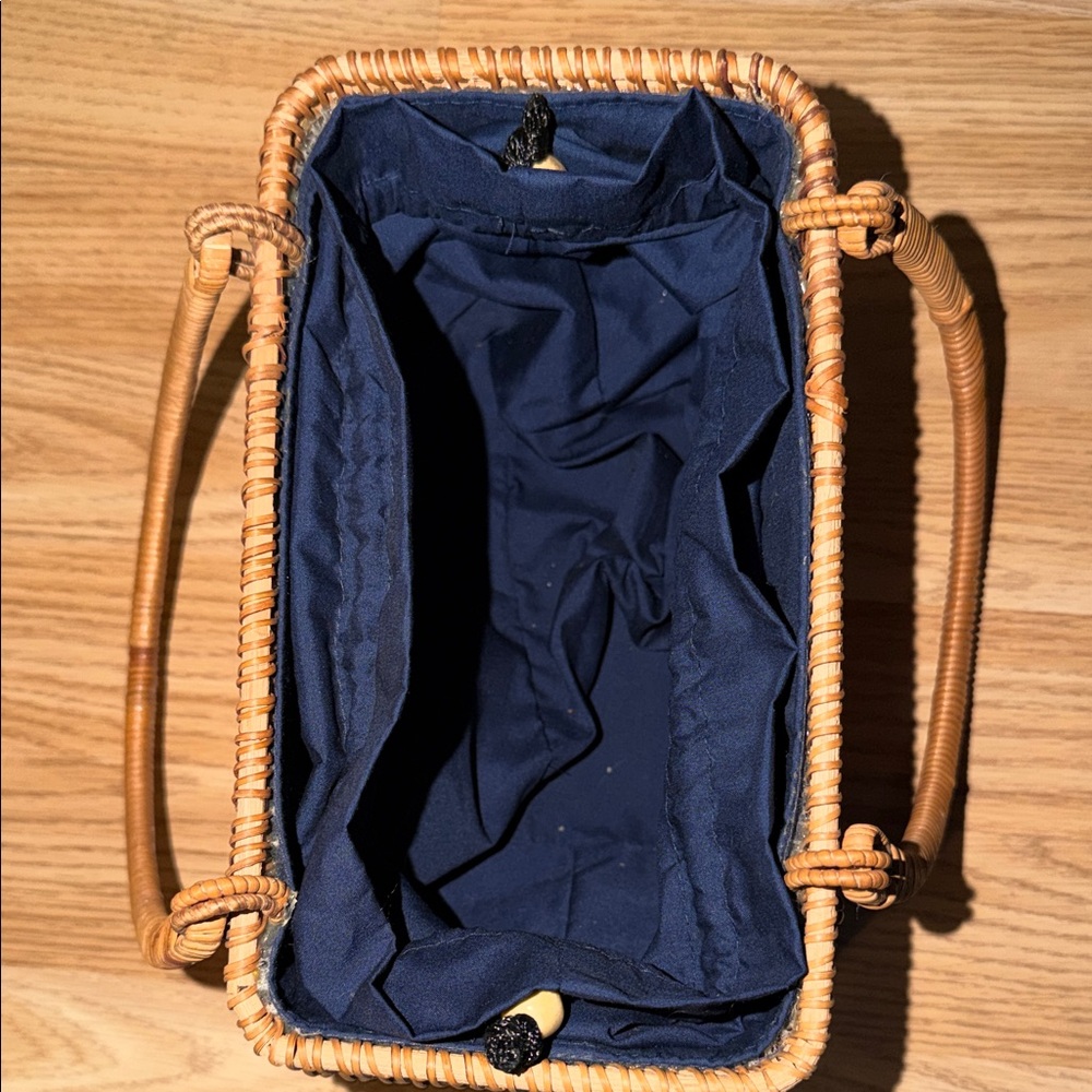 Navy and Tan Woven Tote Bag - Picture 4 of 8